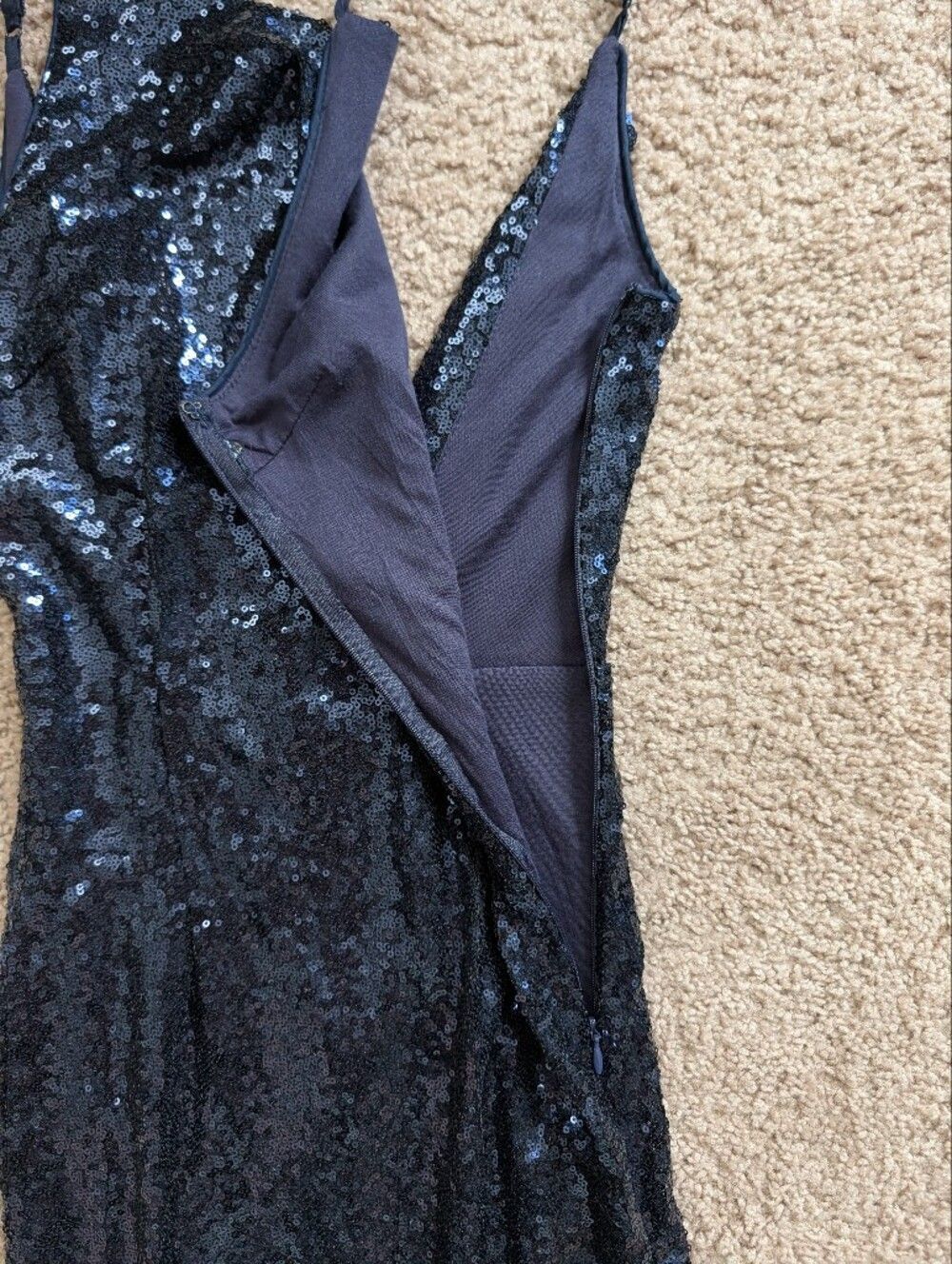 Lulus Womens Navy Blue Chic Celebration Sequin Evening Gown Maxi Dress Size XS - Picture 11 of 15